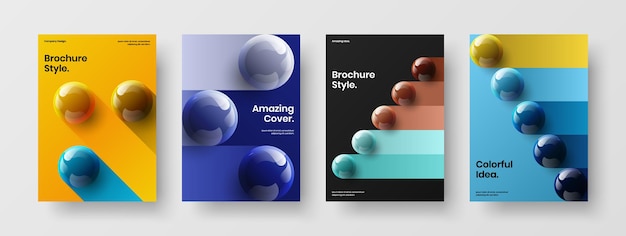 Verbazingwekkende realistische ballen bedrijfsbrochure concept set