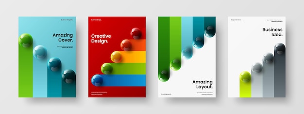 Verbazingwekkende realistische bollen bedrijf cover illustratie samenstelling
