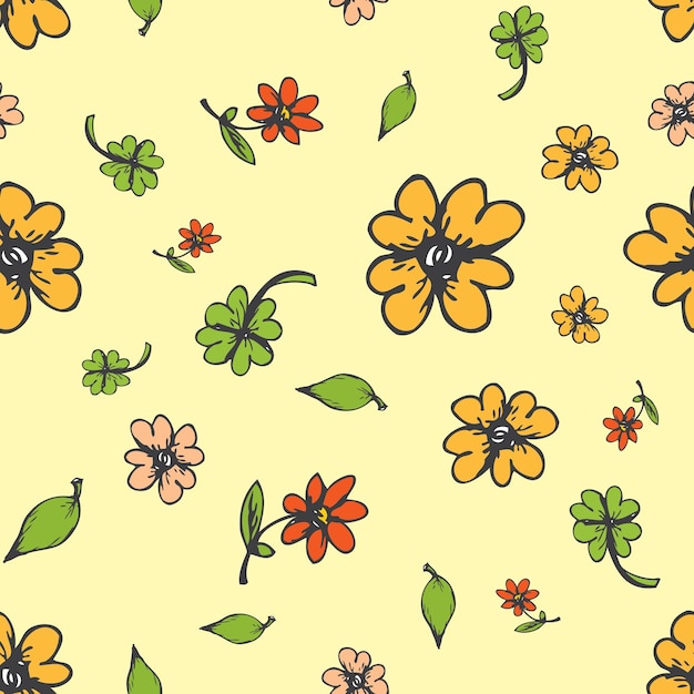 Verbazingwekkende schattige naadloze herfst bloemen patroon vector illustratie
