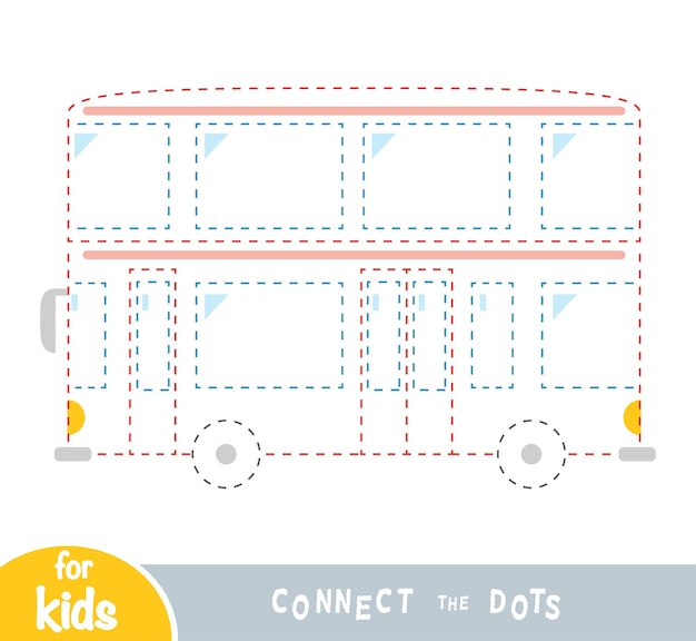 Verbind de stippen educatief spel voor kinderen Dubbeldekkerbus