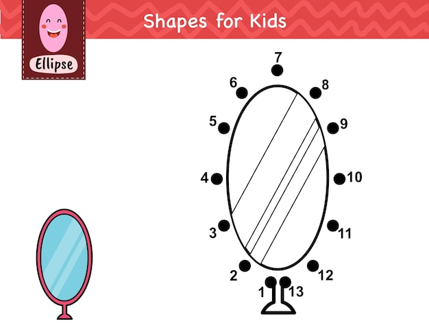 Verbind de stippen en teken een spiegel Van punt naar punt nummerspel voor kinderen Leren ellipsvormactiviteit