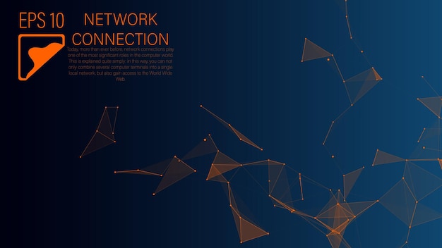 Verbinding met het wereldwijde netwerk Abstract vector stippen en lijnen met driehoeken op een blauwe achtergrond het concept van big data digitale technologie wetenschap en informatietechnologie ontwikkeling