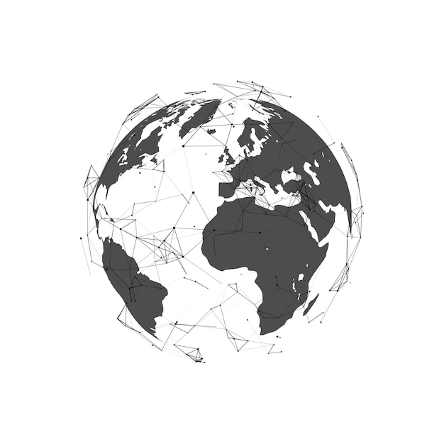 Verbinding met het wereldwijde sociale netwerk Abstracte futuristische kaart van de planeet aarde op een witte achtergrond Wetenschap en technologie Vectorillustratie