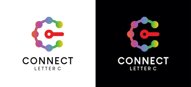 Verbinding vector illustratie logo ontwerp met de letter c konsep concept