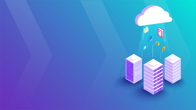 Vector verbindingsbanner 3d cloud-server