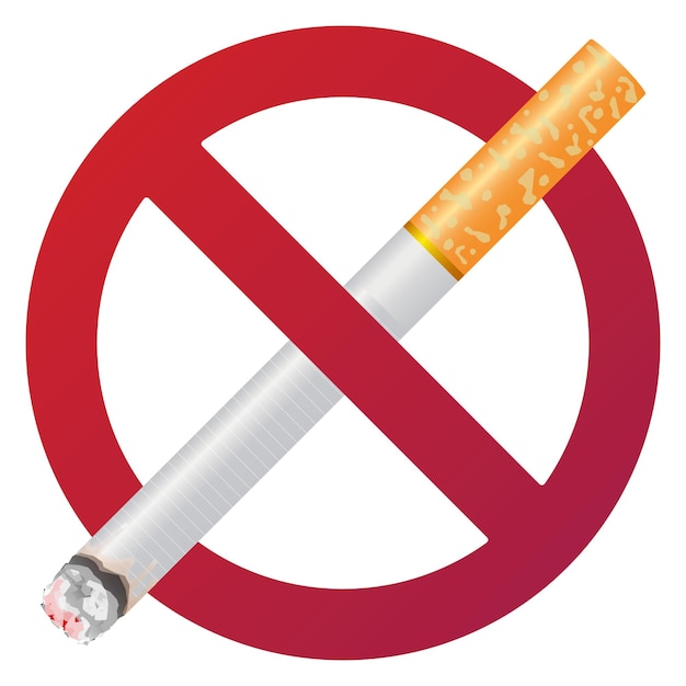 Verboden te roken "bordje. Verboden tekenpictogram dat op witte vectorillustratie wordt geïsoleerd als achtergrond