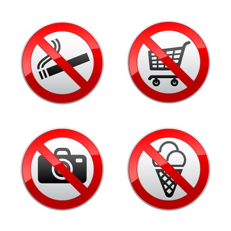 Vector verboden tekens instellen - supermarkt symbolen