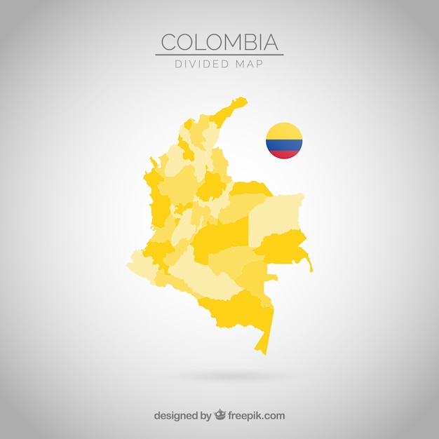 Vector verdeelde kaart van colombia