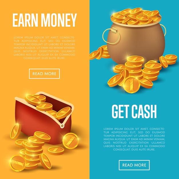 Verdien geld en ontvang cash banner web set