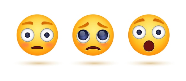 verdrietig emoji-gezicht met smekende ogen met geschokte emoticon