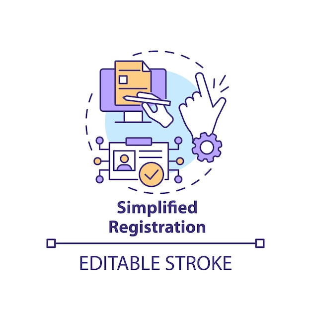 Vereenvoudigd registratieconcept icoon