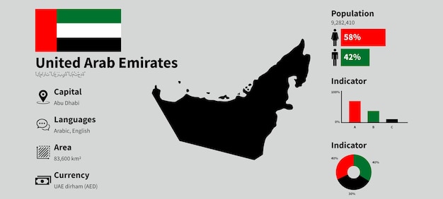Verenigde Arabische Emiraten infographic vectorillustratie met nauwkeurige statistische gegevens