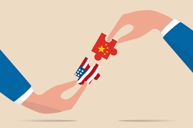 Verenigde Staten en China handelsoorlog onderhandeling illustratie