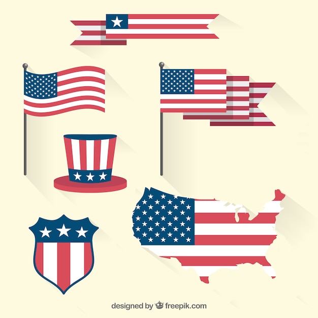 Vector verenigde staten van amerca flag set
