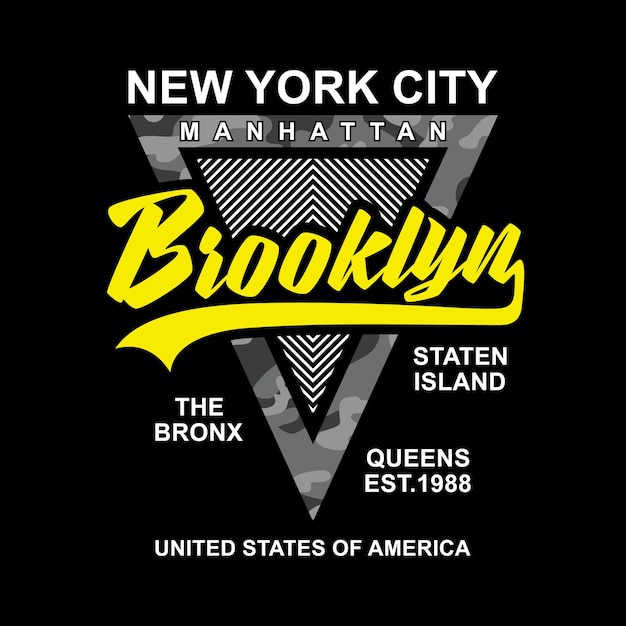 Verenigde Staten van Amerika new york city brooklyn typografie ontwerp t-shirt klaar om premium vec . af te drukken