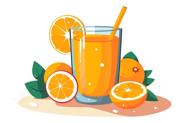 Verfrissend citrussap in glas op witte achtergrond Verfrissend sinaasappelsap in glas vector illustratie