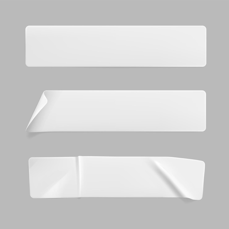 Vector verfrommelde witte rechthoek sticker label set geïsoleerd