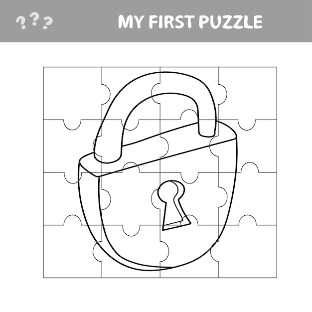 Vector vergrendel onderwijspapierspel voor voorschoolse kinderen vectorpuzzel