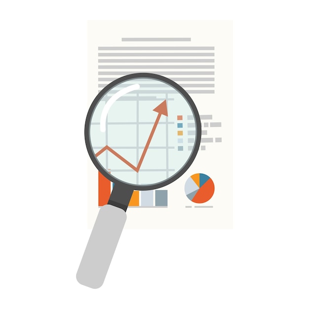 Vergrootglas data-analyse teken