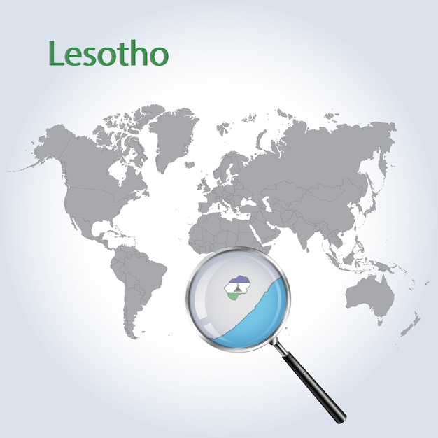 Vergrote kaart Lesotho met de vlag van Lesotho vergrote kaarten Vector Art