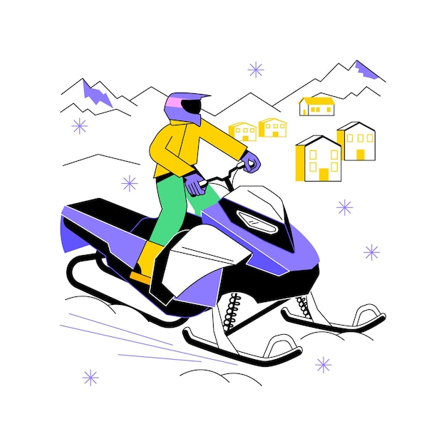 Vector verhuur van sneeuwscooters geïsoleerde cartoon vector illustraties