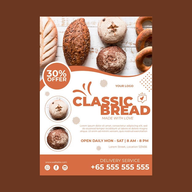 Verical poster template for pastry shop