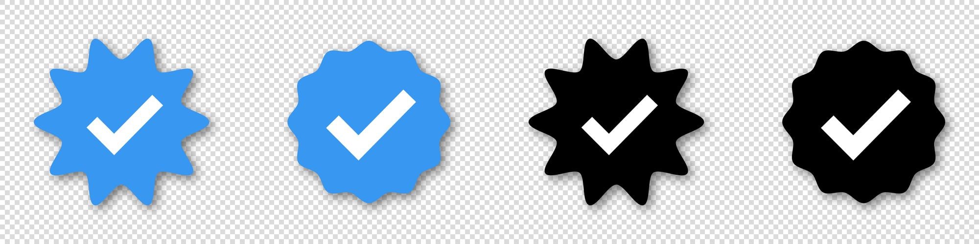 Social media account verification icons. Verified badge profile set.  Isolated check mark on black, blue and white. 4435870 Vector Art at Vecteezy