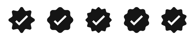 Verified badges Profile verified badge Verification symbol set Verified badge vector icons Social media account verification icons