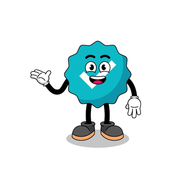 Verified sign cartoon with welcome pose character design