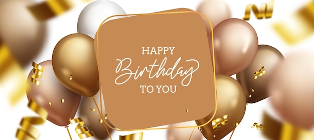 Verjaardag berichten vector sjabloonontwerp. Gefeliciteerd met je verjaardag tekst in bordruimte met gouden bal
