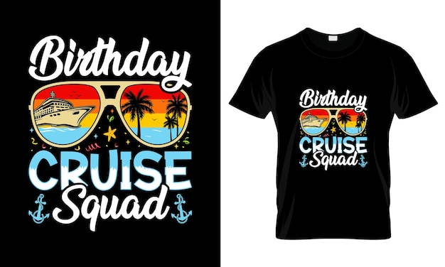 Vector verjaardag cruise squad kleurrijk grafisch t-shirt trendy design