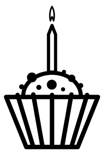 Verjaardag cupcake icoon Brandende kaarsvlam in zoet dessert