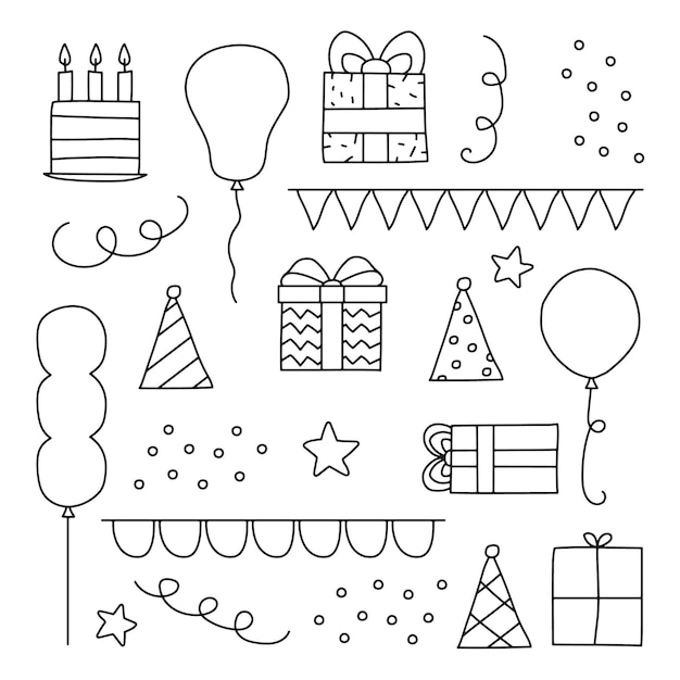 Verjaardag doodles vector illustratie