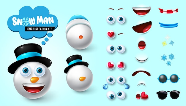 Verjaardag emoji's maker vector set emoji 3d-tekenset met schattige, vrolijke en vriendelijke bewerkbare