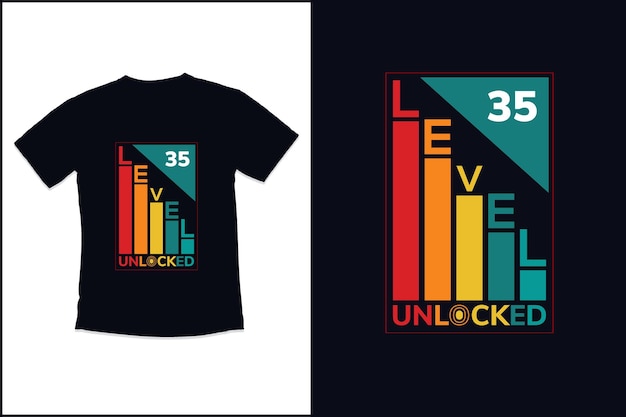 Verjaardag gaming vintage t-shirtontwerp voor niveau ontgrendeld moderne citaten typografie t-shirtontwerp