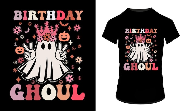 Verjaardag ghoul halloween t-shirt ontwerp