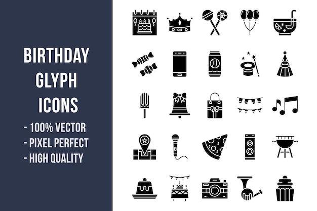 Verjaardag Glyph Pictogrammen