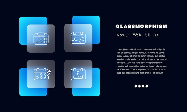 Verjaardag in kalender ingesteld pictogram Partij datum taart met kaarsen potlood merken kan niet wachten vieren viering Entertainment concept Glassmorphism stijl Vector lijn pictogram voor Business