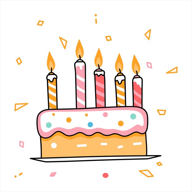 verjaardag kleurrijke taart met kaars vector illustratie
