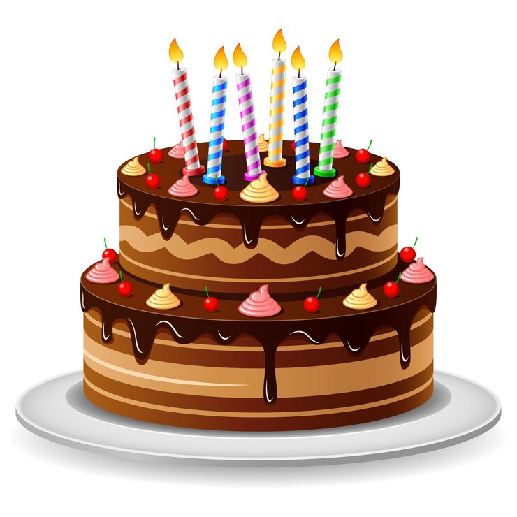 Vector verjaardagscake op een witte achtergrond