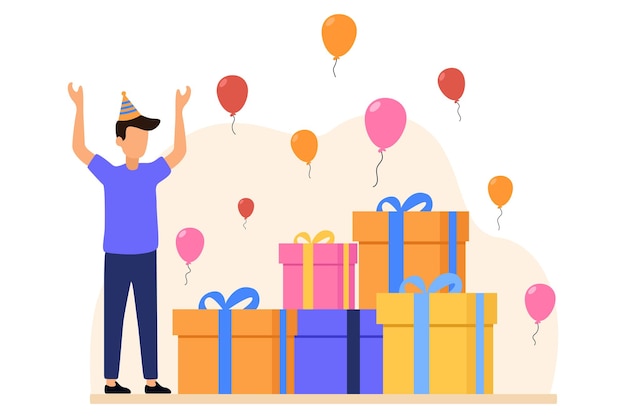 Verjaardagsfeestje platte ontwerp illustratie