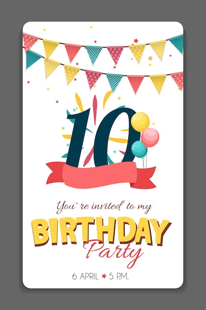 Verjaardagsfeestje uitnodiging kaartsjabloon vectorillustratie eps10