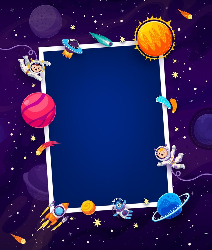 Vector verjaardagsfoto frame kind astronauten galaxy space