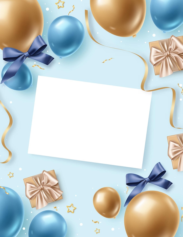 Vector verjaardagsframe groetenkaart clipart gelukkige verjaardag uitnodigingskaart met ballonnen en geschenkkistjes