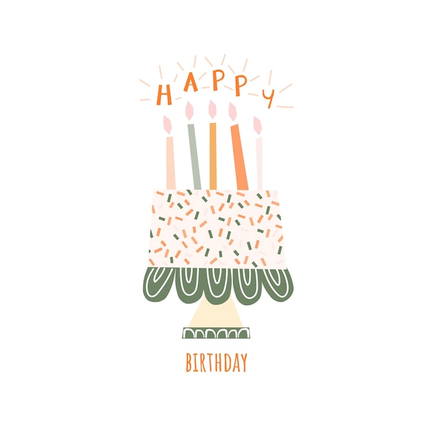 Verjaardagstaart met kaarsen vector geïsoleerde illustratie