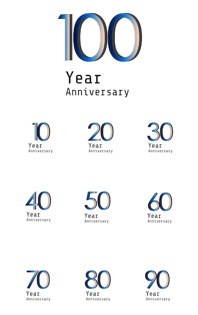 Verjaardagsviering Set Blauwe Kleur Vector Sjabloonontwerp Illustratie