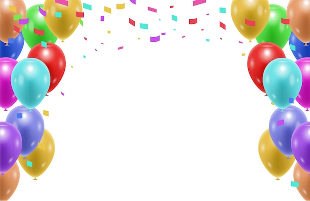 verjaardagsviering vector achtergrond sjabloon met confetti en linten vector illustratie