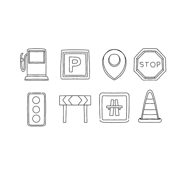 verkeer hand getrokken doodle illustraties vector set