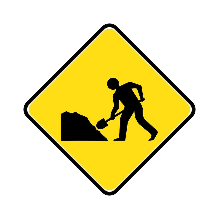 Vector verkeersbord icoon er is wegwerk vector illustratie symbool ontwerp