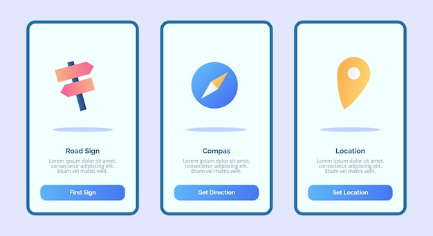 Verkeersbord kompas locatie voor mobiele apps sjabloon banner pagina ui